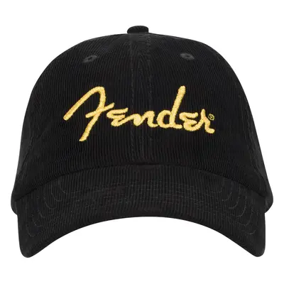 Fender Gold Spaghetti Logo Corduroy Baseball Hat Black One Size