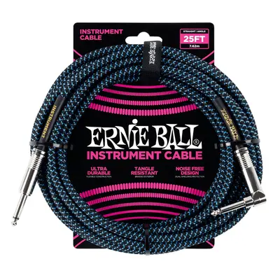 Ernie Ball 25' Braided Cable Black/Blue