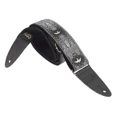 PRS 2" Guitar Strap, Custom Jacquard Birds Fleur, Charcoal