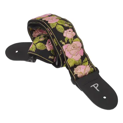 Perri's Leathers Jacquard Strap Pink And Black Flower