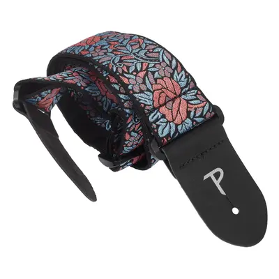 Perri's Leathers Jacquard Strap Blue And Red Flower