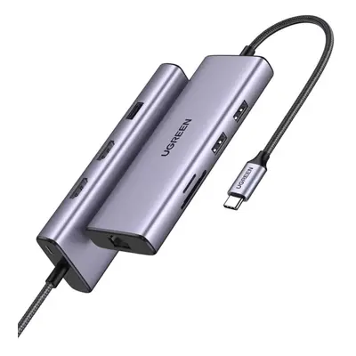 Ugreen 90119 Replikátor portů USB-C/2*USB3.0+USB2.0+2*HDMI+RJ45 Gigabi