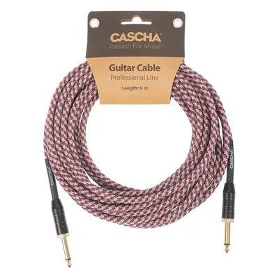 Cascha Professional Line Guitar Cable, Straight, Tweed Red, 6 m