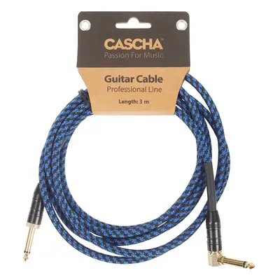 Cascha Professional Line Guitar Cable, Angled, Tweed Blue, 3 m