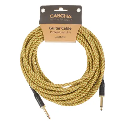 Cascha Professional Line Guitar Cable, Straight, Tweed Natural, 9 m