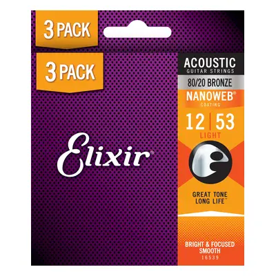 Elixir Nanoweb 80/20 Bronze Light 3-Pack