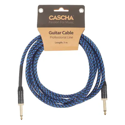 Cascha Professional Line Guitar Cable, Straight, Tweed Blue, 3 m