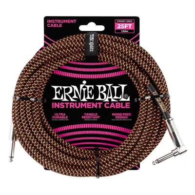 Ernie Ball 25' Braided Cable Black/Orange