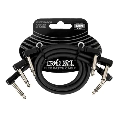 Ernie Ball Flex Patch Cable 12" Black 3-Pack