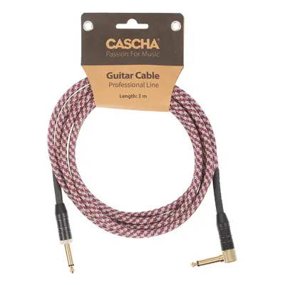 Cascha Professional Line Guitar Cable, Angled, Tweed Red, 3 m