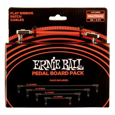 Ernie Ball Flat Ribbon Patch Cables Pedalboard Multi-Pack - Red