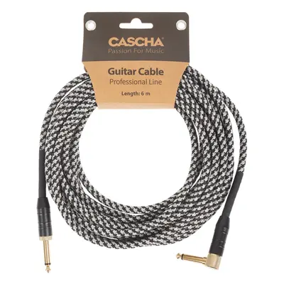 Cascha Professional Line Guitar Cable, Angled, Tweed Black, 6 m