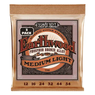 Ernie Ball 3546 Earthwood Phosphor Bronze Medium-Light 3 Pack