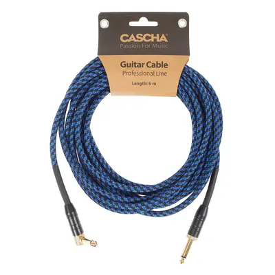 Cascha Professional Line Guitar Cable, Angled, Tweed Blue, 6 m