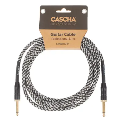 Cascha Professional Line Guitar Cable, Straight, Tweed Black, 3 m