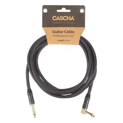 Cascha Professional Line Guitar Cable, Angled, Black, 6 m