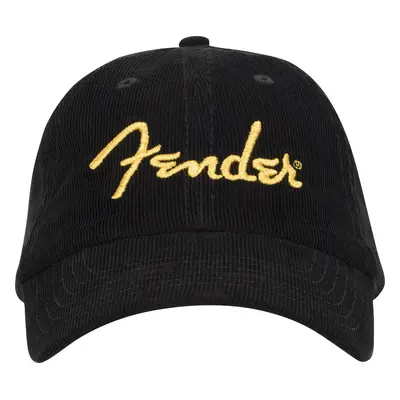 Fender Gold Spaghetti Logo Corduroy Baseball Hat Black One Size