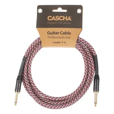 Cascha Professional Line Guitar Cable, Straight, Tweed Red, 3 m