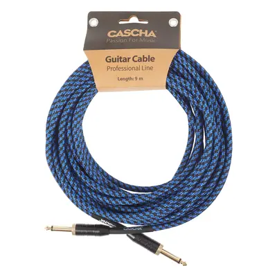 Cascha Professional Line Guitar Cable, Straight, Tweed Blue, 9 m