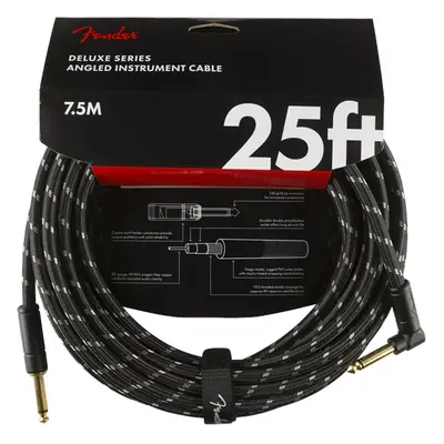 Fender Deluxe Series 25' Instrument Cable Black Tweed Angled