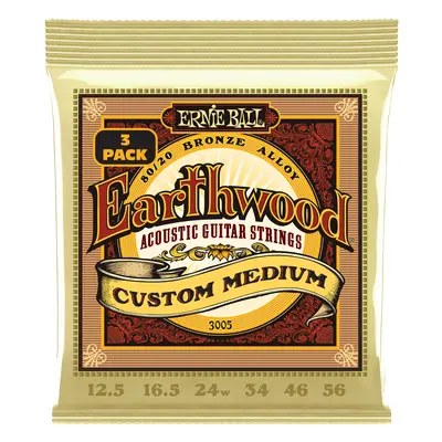 Ernie Ball 3005 Earthwood Custom Medium 80/20 Bronze 3-Pack