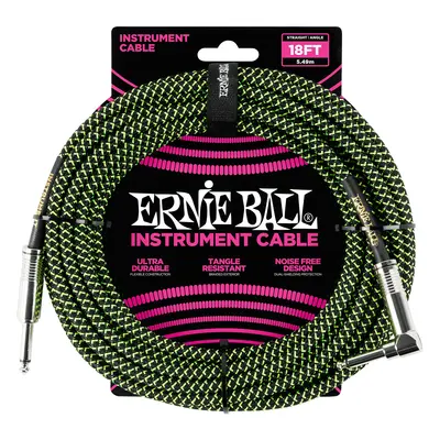 Ernie Ball 18' Braided Cable Black/Green