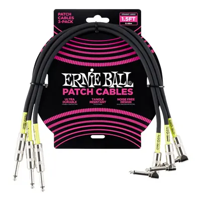 Ernie Ball 1.5' Patch Cable Straight/Angle Black - 3 Pack