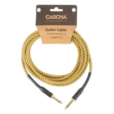 Cascha Professional Line Guitar Cable, Straight, Tweed Natural, 3 m