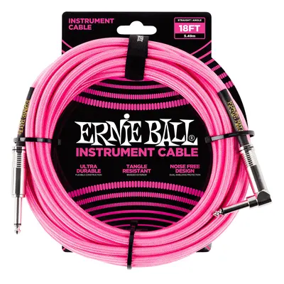 Ernie Ball 18' Braided Cable Neon Pink