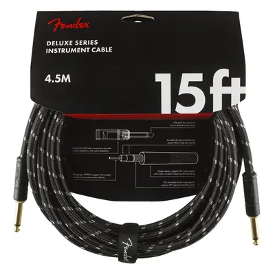 Fender Deluxe Series 15' Instrument Cable Black Tweed