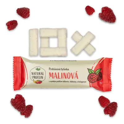 NaturalProtein Proteinová tyčinka s kolagenem - Malinová 10 kusů