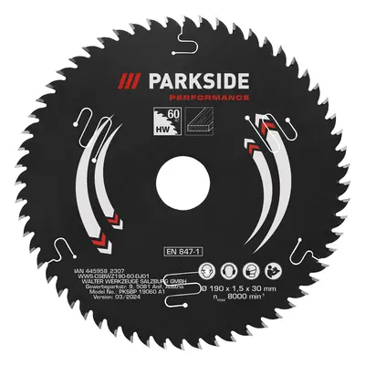 Parkside Performance® Pilový kotouč pro kotoučové pily, mm (60 zubů Pksbp A1)