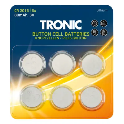 Tronic® Knoflíkové baterie, kusů (lithiové baterie Cr2016)