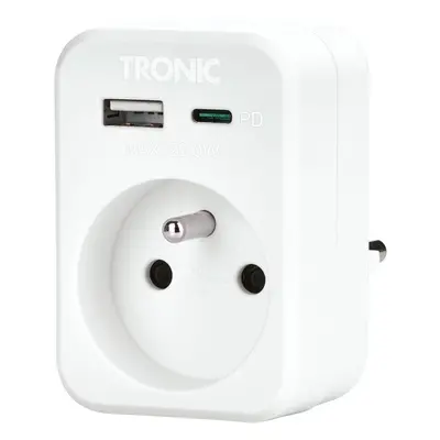 Tronic® Zásuvkový USB adaptér (bílá)