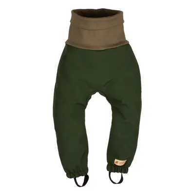 Dětské rostoucí zimní softshellové kalhoty s beránkem Monkey Mum® - Khaki mysliveček 110/116