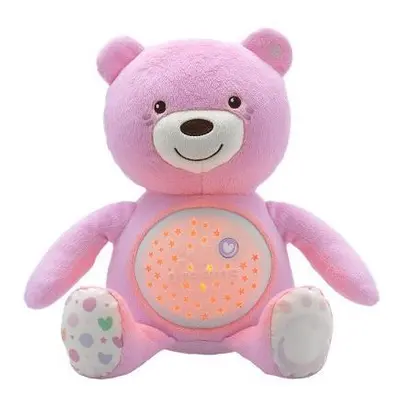 CHICCO Medvídek uspáváček s projektorem a hudbou Baby Bear First Dreams růžová 0m+