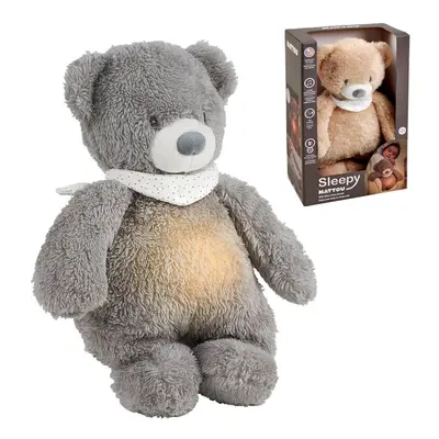 NATTOU Uspáváček plyšový hudební se světýlkem a senzorem pláče 4v1 Sleepy Bear Grey 0m+