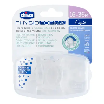 CHICCO Dudlík Physio Luxe celosilikonový 16-36m crystal ks