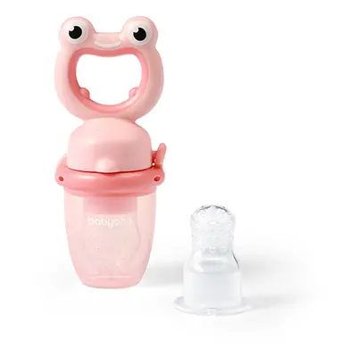 BABYONO Dudlík silikonový na krmení Frog pink 6m+