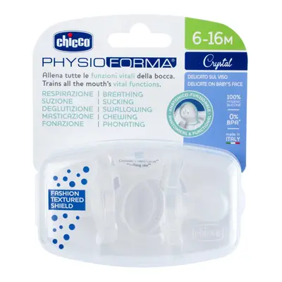 CHICCO Dudlík Physio Luxe celosilikonový 6-12m crystal ks