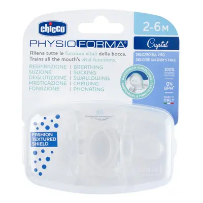 CHICCO Dudlík Physio Luxe celosilikonový 2-6m crystal ks