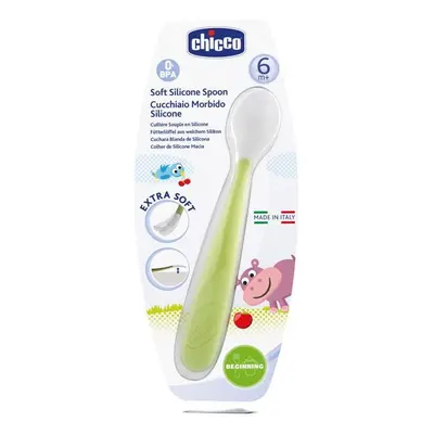 CHICCO Lžička silikon Soft zelená 6m+