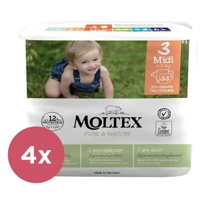 4x MOLTEX Pure&Nature Pleny jednorázové Midi (4-9 kg) ks - ECONOMY PACK