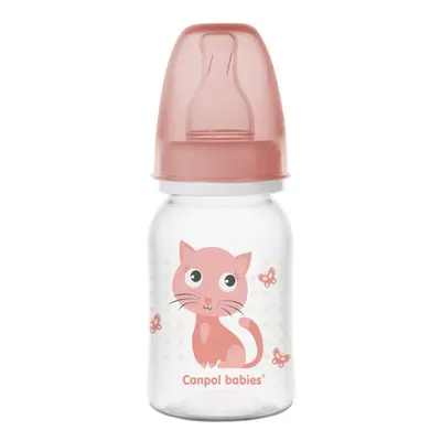 CANPOL BABIES Lahev s potiskem CUTE ANIMALS 120ml - růžová