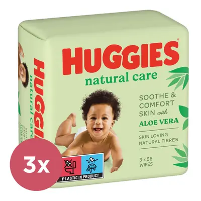 3x HUGGIES® Natural Triplo Ubrousky vlhčené 56x3 ks