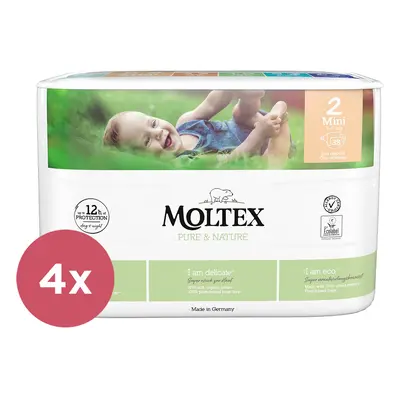 4x MOLTEX Pure & Nature Pleny jednorázové Mini (3-6 kg) ks - ECONOMY PACK