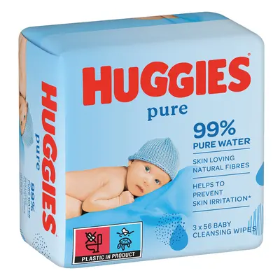 3x HUGGIES® Pure Triplo Ubrousky vlhčené 56x3 ks