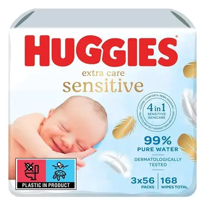 HUGGIES® Ubrousky vlhčené Extra Care Triplo 56x3 ks