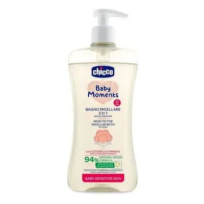 CHICCO Šampon micelární na vlasy a tělo s dávkovačem Baby Moments Sensitive 94% přírod. složek 5