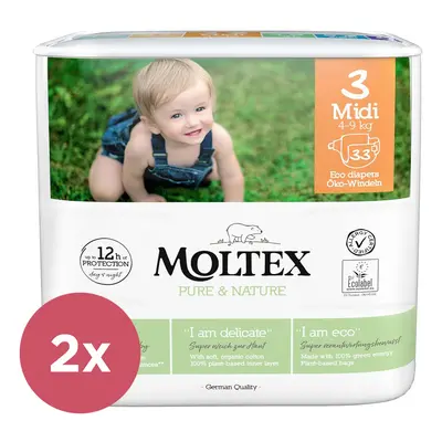 2x MOLTEX Pure&Nature Pleny jednorázové Midi (4-9 kg)